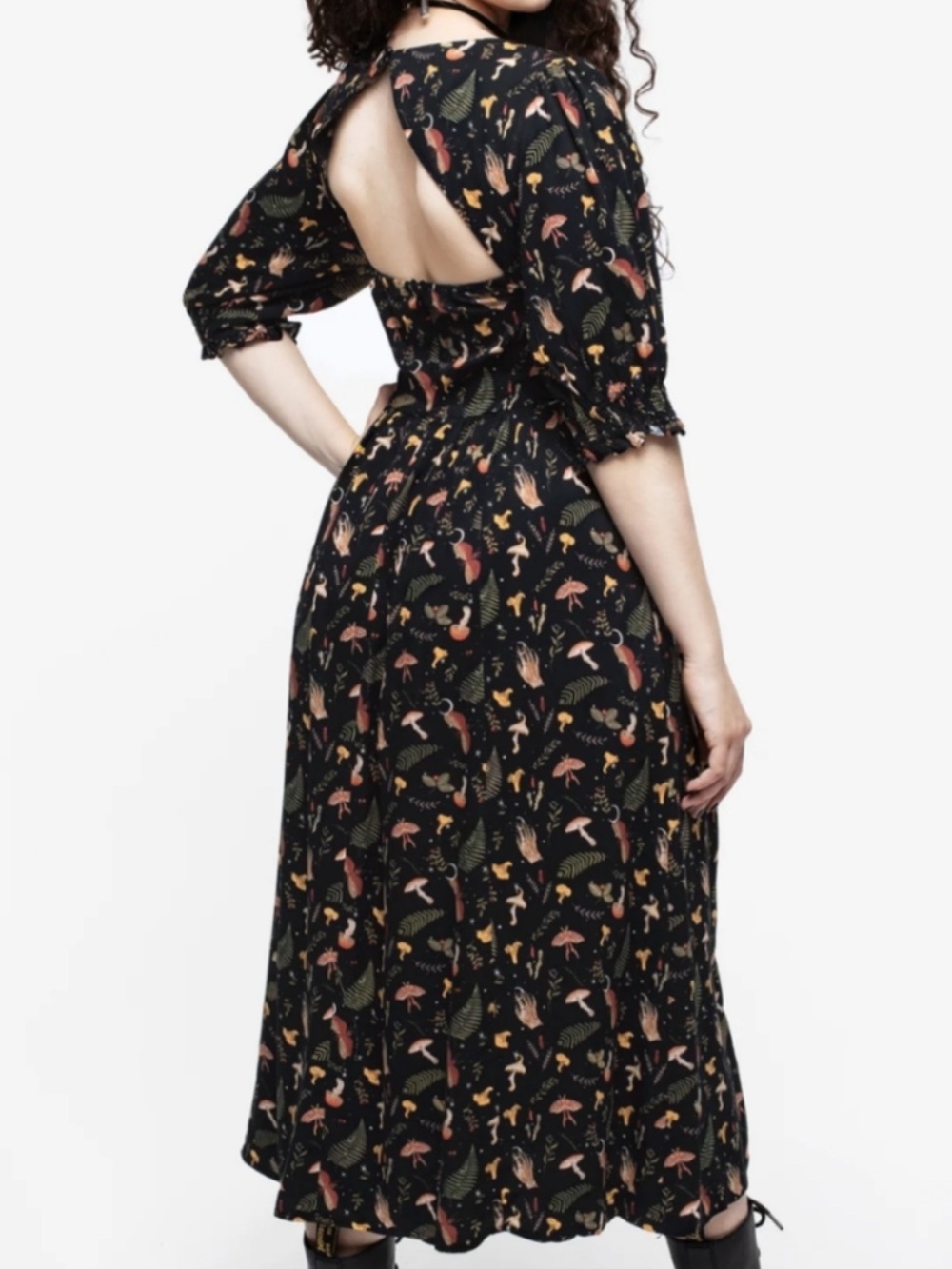 Disturbia Liviana Midi Dress Sz 16 Mushroom Occult Whimsigoth Witchy Forest - Picture 2 of 15